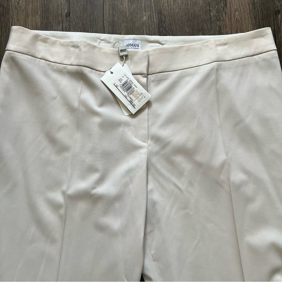 NWT Armani Collezioni Wool Straight Leg Mid Rise Dress Pants Trousers Ivory 16 - Picture 9 of 16